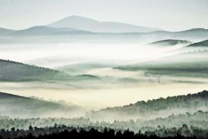 Πρωινή ομίχλη στην κεντρική Εύβοια, στους πρόποδες του όρους Όλυμπος 